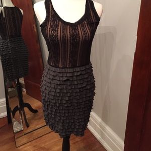 Black lace nude dress