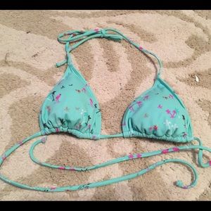 L.A Hearts Turquoise/Flamingo Print Bikini Top