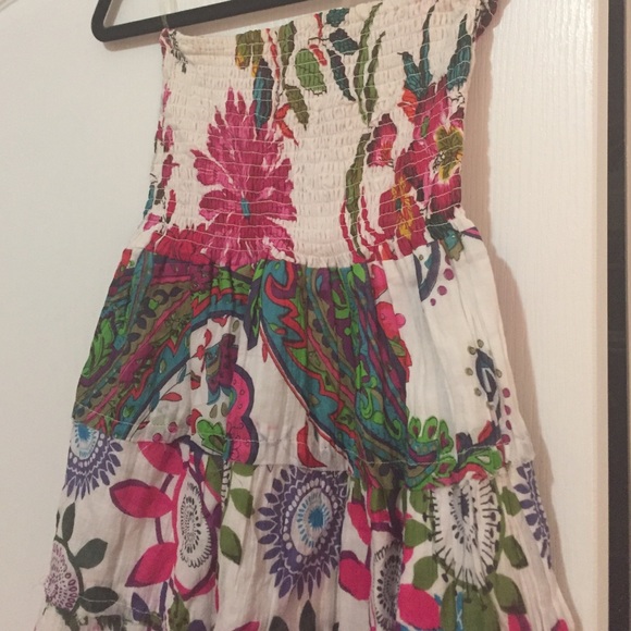 Strapless floral summer print dress