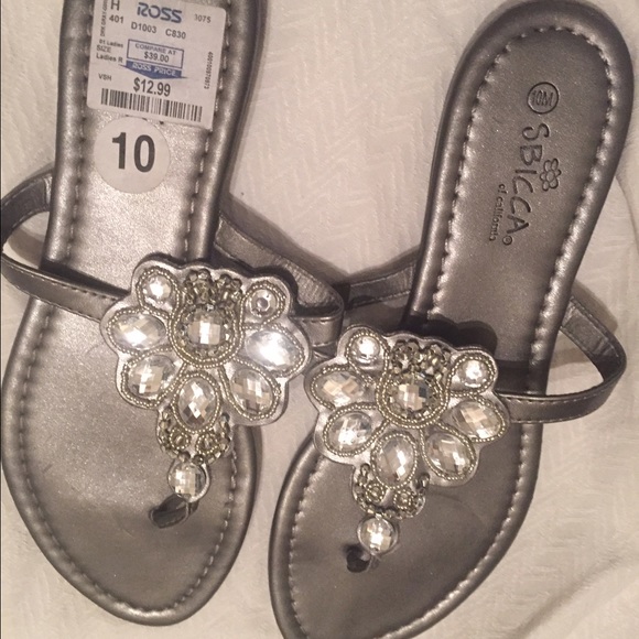 Silver Jeweled Sandals