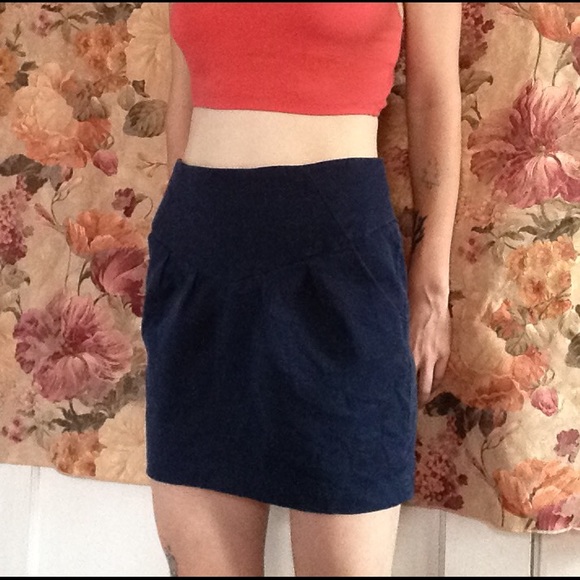 🌙 Silence and Noise Navy Corduroy Mini Skirt