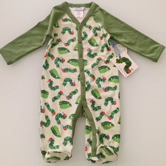 NWT Eric Carle Very Hungry Caterpillar Boys Girls Fooded Fleece Sleeper Pajamas