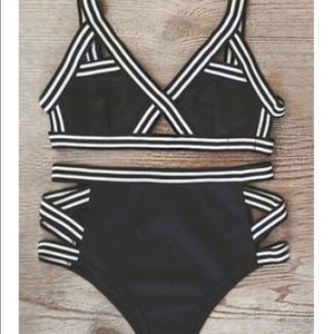 Black and white bathing suit