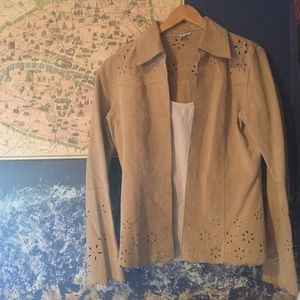 Soft 100% Suede Jacket w/delicate cutout design