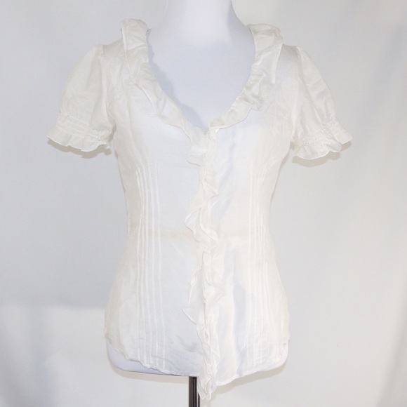 White Ruffle Gap Top - Picture 1 of 3