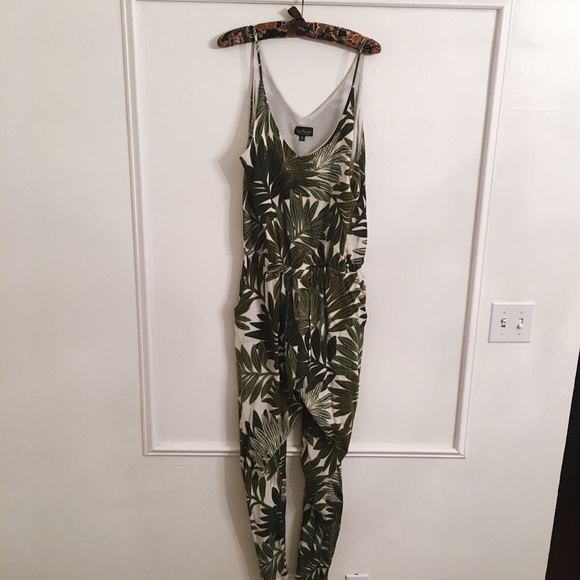 Topshop Pants - TALL Palm Leaf Print Strappy Jumpsuit - Topshop