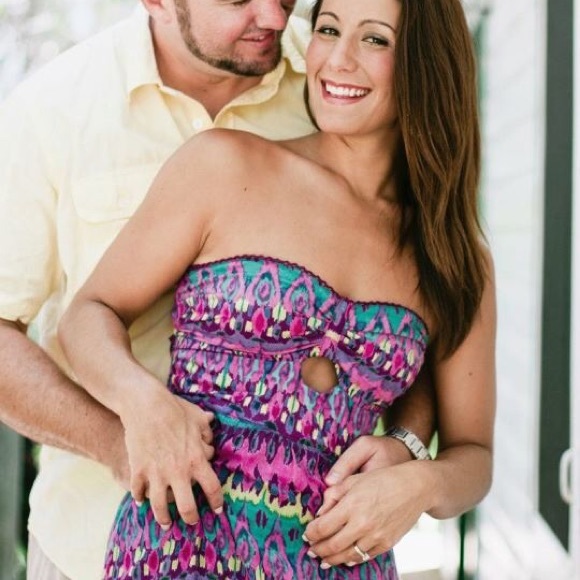 Purple print strapless maxi dress