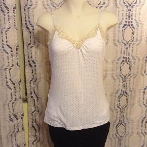 Express white & gold polka dot cami. Like new