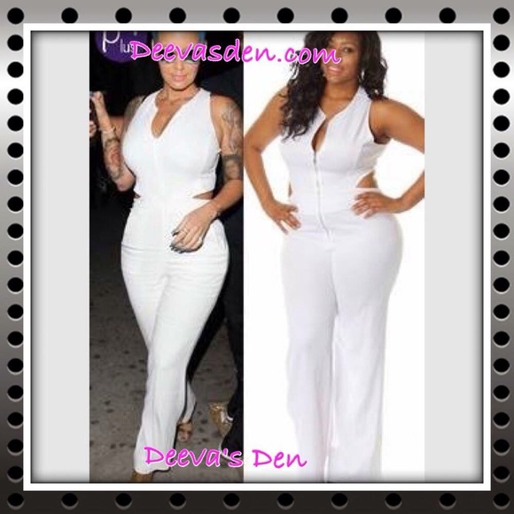 Plus Size White Affair Back Slit Romper