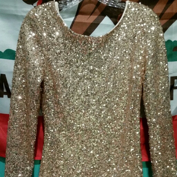 Gold Sequin Dress with scoop back