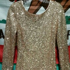 Gold Sequin Dress with scoop back