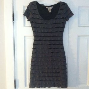 Gray bodycon dress with tiered ruffles size M
