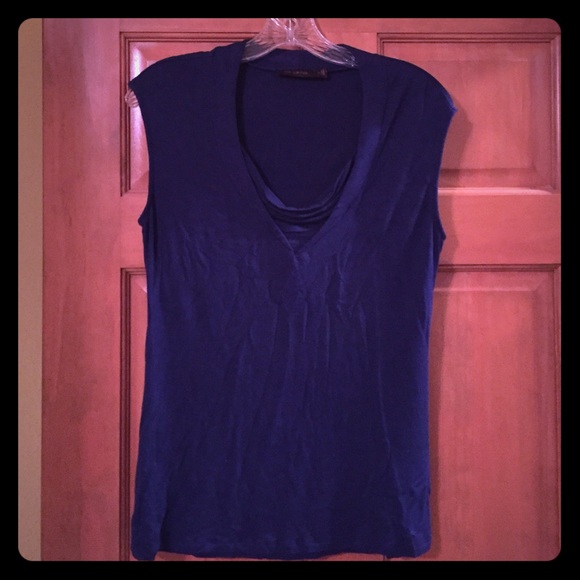 Limited V Neck Blue Sleeveless Top