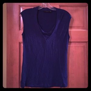 Limited V Neck Blue Sleeveless Top