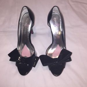 Paris Hilton Black bow heels with pink bottoms