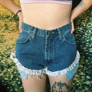 High waisted denim shorts