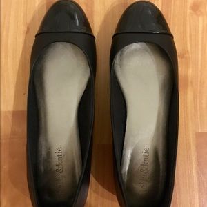 Patent & leather mixed media flats