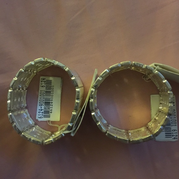 2 Silver Elasticized Cuff Bracelets - Picture 3 of 3