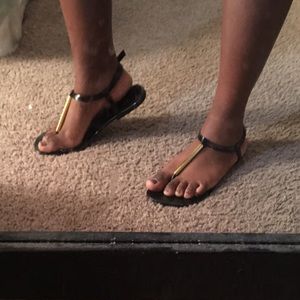 Black and gold summer sandals