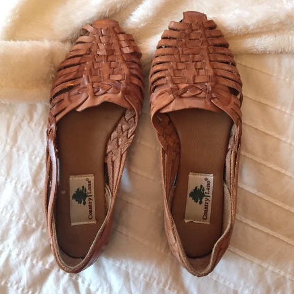Country Lane Leather Woven Flats