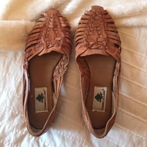 Country Lane Leather Woven Flats