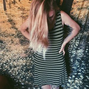 Black and white striped dress