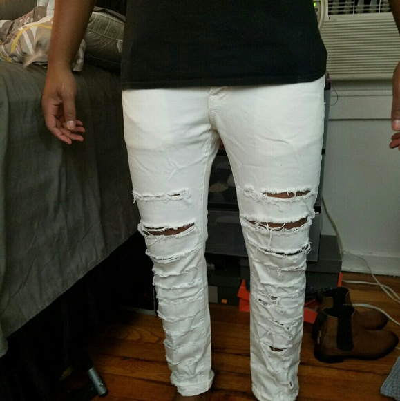 (White) amrican eagle distressed jeans - Picture 1 of 2