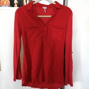 Red Splendid 3/4 sleeved mixed media Top