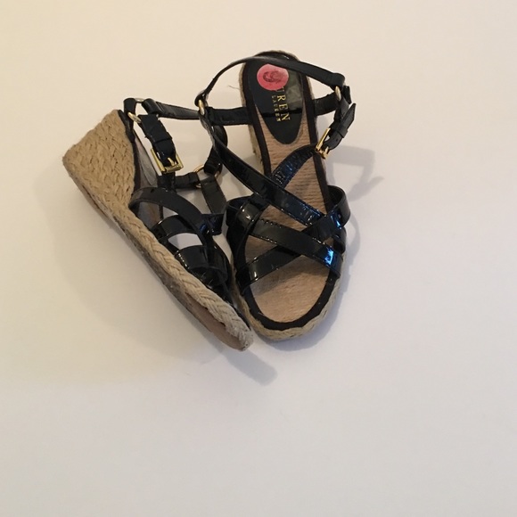 Lauren Ralph Lauren Shoes - LAUREN Ralph Lauren Black Patent Wedge Sandals