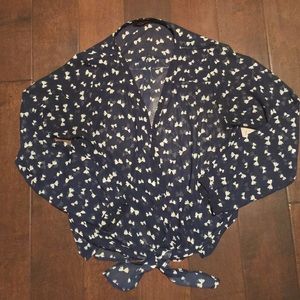 The Limited Navy and Bows Tied Top