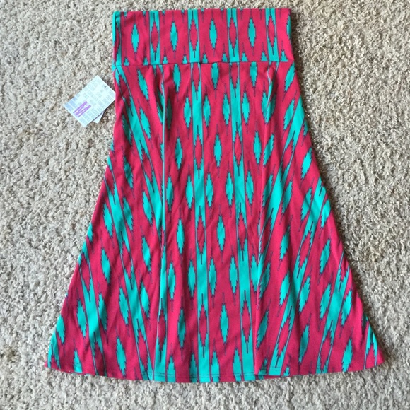 LuLaRoe Dresses & Skirts - Lularoe Azure Skirt Aztec Print Pink and Teal