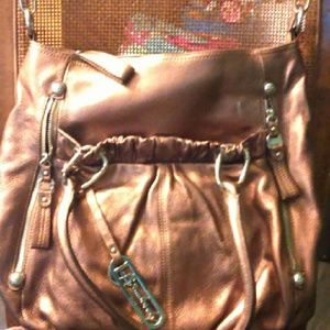 B makowsky bronz large cross over bag