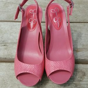 Pink Jessica Simpson wedges signs size 9