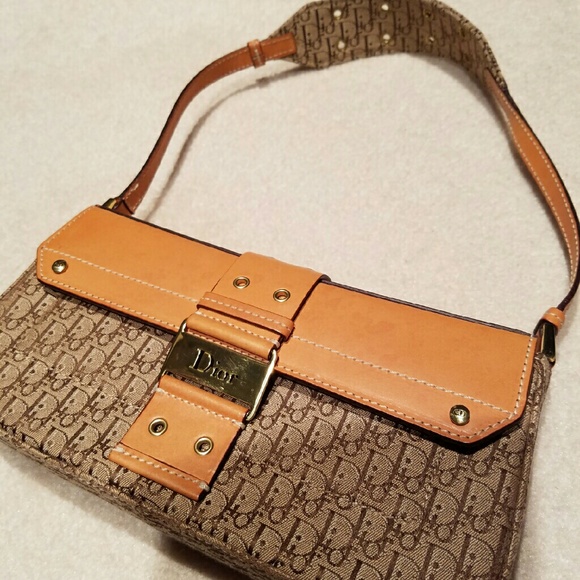 Dior Canvas/Leather Shoulder Bag. Made in France.