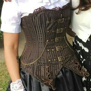 🚫SOLD🚫Steampunk steelboned stripe corset