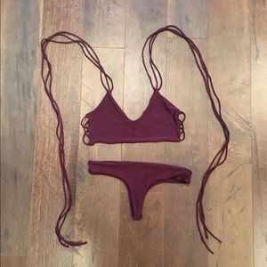 Dark purple lace bikini SET