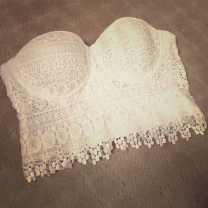 White Forever 21 crop top lace bustier
