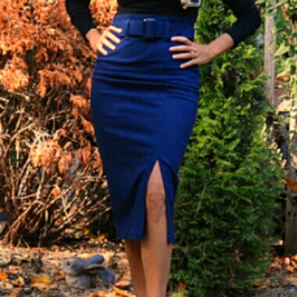 Navy blue heartbreaker fashion pencil skirt - Picture 3 of 5