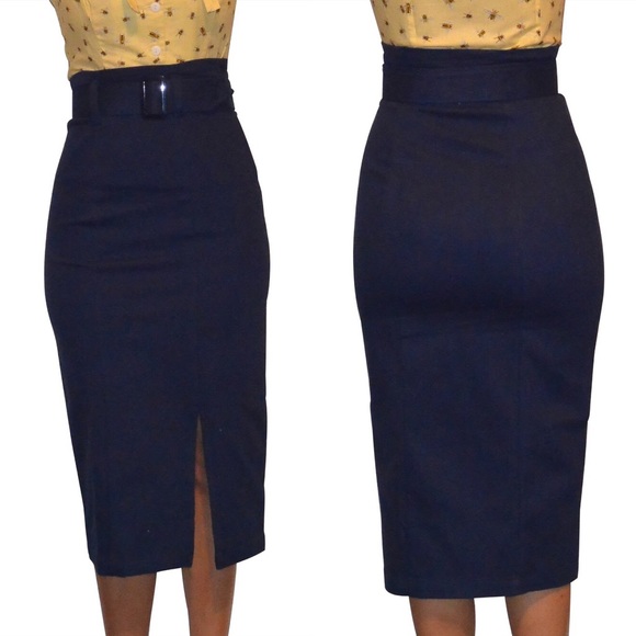 Navy blue heartbreaker fashion pencil skirt - Picture 4 of 5