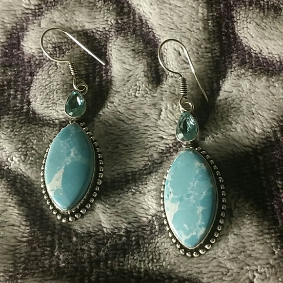 ☆Custom Sterling Silver Turquoise blutopaz earings