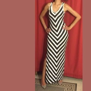 Maxi dress stripes chevron black&white s
