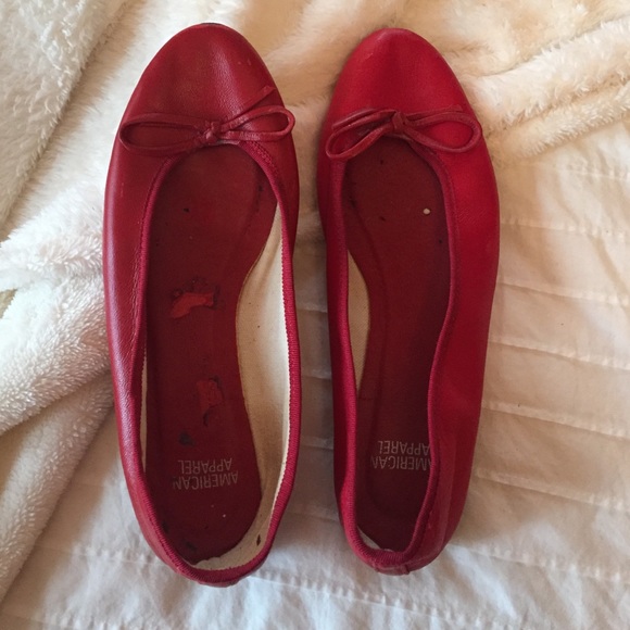 American Apparel Genuine Leather Red Flats