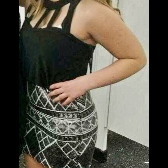 Caged top mini sequin dress