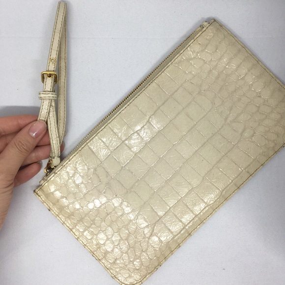 MiuMiu Croc Pattern Leather Zipper Pouch - Picture 3 of 3