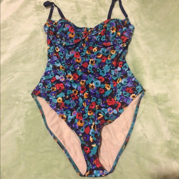 Vintage floral one piece swimsuit