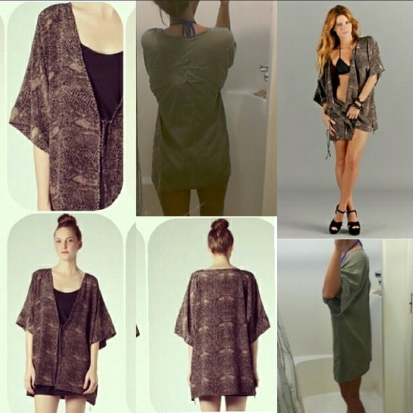 New acacia stone ipanema kimono beach coverup gray - Picture 2 of 4