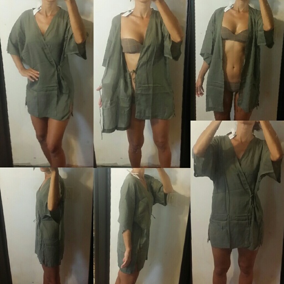 New acacia stone ipanema kimono beach coverup gray - Picture 3 of 4