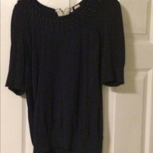 Purple Sweater with braided neck line and zipper