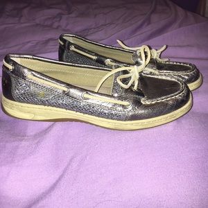 Women's size 9 silver sparkle sperrys