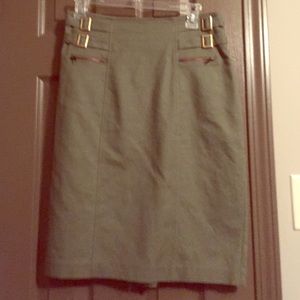 Army green , mini skirt with gold hardware